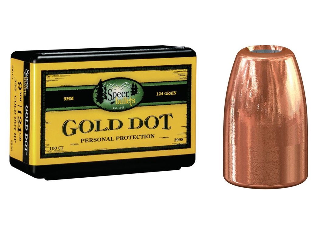Speer GOLD DOT Kogels 9mm Luger 124 grain Jacketed Hollow Point verpakking 100 Speer GOLD DOT Kogels 9mm Luger 124 grain Jacketed Hollow Point verpakking 100